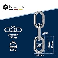 Edelstahlkette V4A A4 kurzgliedrig DIN 766 / DIN 5685 – 4 mm x 16 m – 1 Stück – für vielseitige Aufhängungen – Ansicht 3