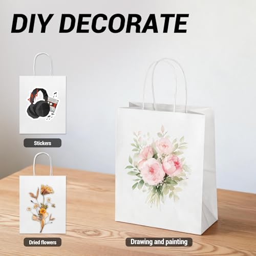 bagmad 100Pcs Medium White Kraft Paper Bags