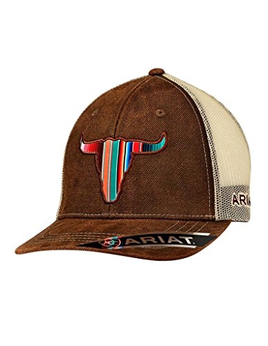 ARIAT Men's Serape Bull Head Trucker Cap, Brown, OS