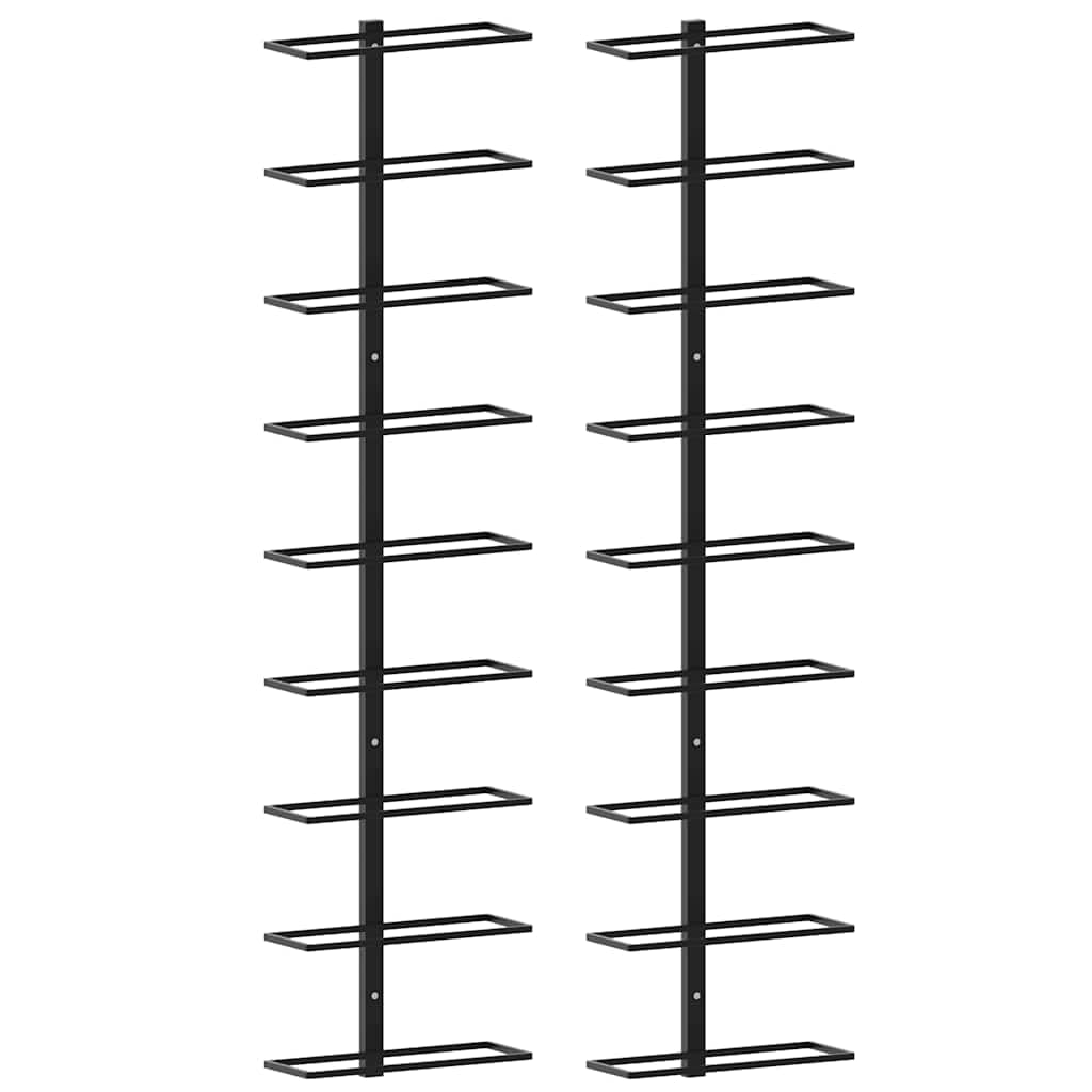vidaXL Botelleros de Pared para 18 Botellas 2 Unidades Hierro Negro