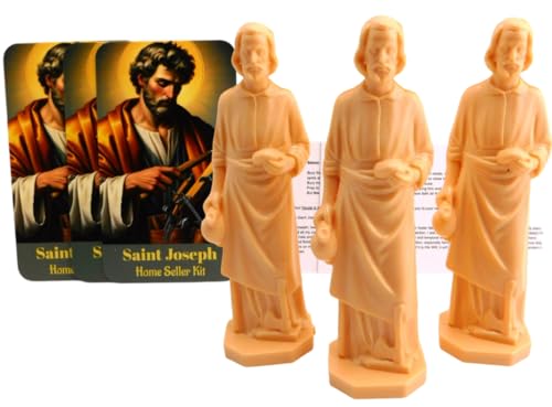 Westmon Works St Joseph Statue for Selling House Bulk Pack Bundle with Saint Statues Prayer Cards and Instructions Made in The USA, 3 of Each - Thumbnail 2