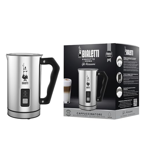 Bialetti Milk Frother Elettrico, Montalatte per Cappuccino, Capacità 150 ml Cappuccino o 300 ml Latte Caldo, Acciaio - Immagine 1