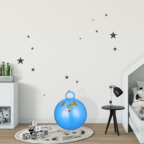 Relaxdays 10x Hüpfball Kinder, Hund, mit Griff, für Drinnen und Draußen, mit Tier-Motiv, Weich, 45 cm Durchmesser, Blau