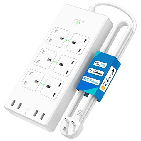 meross WIFI Power Strip, 6 AC Outlets 4 USB Ports Extension Lead, Compatible with Apple Homekit SmartThings Alexa Google Home, Voice/Remote Control Surge Protector with USB, 2.4GHz, 6ft Cord Long Cover