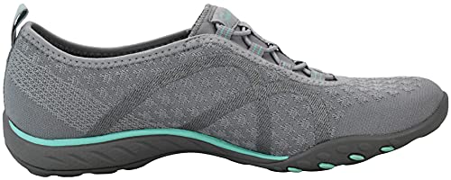 Skechers Skechers Women's Relaxed Fit Breathe Easy Fortune-Knit Slip-On Sneaker, Grey/Mint, 7.5