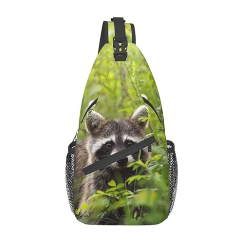 Raccoon Sling Bag Cute Crossbody Chest Daypack Casual Backpack Animal Shoulder Bag Cute Bag