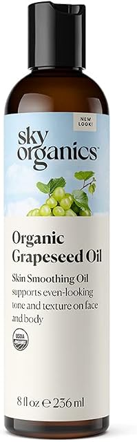 Sky Organics Organic Grapeseed Oil, Skin Smoothing Oil To Support Healthy and Even-Looking Skin Tone and Texture on Face and Body, Suitable for All Skin Types, 100% Pure & Cold-Pressed, 236 ml