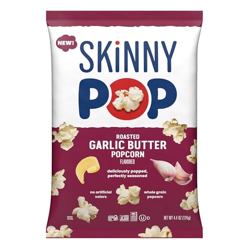 Image of SkinnyPop Roasted Garlic Butter Popcorn, Whole Grain Gluten-Free Snack, 4.4 oz Bag