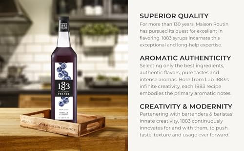 Image of 1883 Blueberry Syrup for Drinks, Made in France, 1 Liter Plastic Bottle