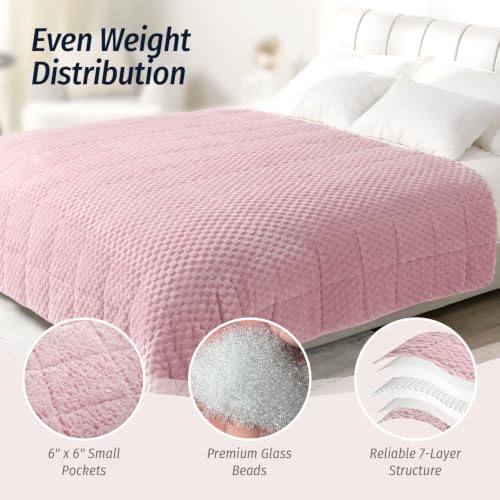 Image of Fleece Weighted Blanket for Adults 48 inch x 72 inch 12lbs Fuzzy Blankets Pink | Dual Sided Soft Sherpa Weighted Blankets, 3D Imitation Turtle Shell Warm Jacquard Flannel Heavy Blanket for Couch and Bed
