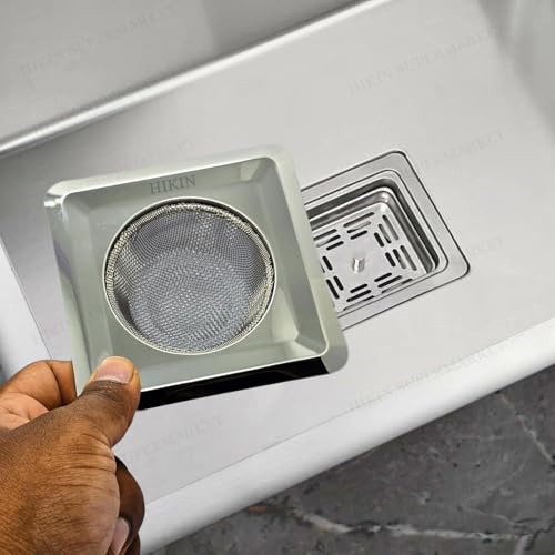 Image of Stainless Steel Kitchen Sink Strainer (Fine Mesh Square Shape Sink Strainer)