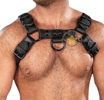 Men Black Adult Harness,Bulldog Harness,Shoulder Harness,Leather Harnesses for Men,Men Chest Harness, X Back Harness