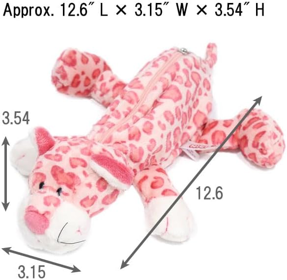 NICI Leopard Pink Cosmetic Bag, For women, Lip case, for Makeup and Essentials, Animal Figure Bag, Daily Cosmetic Bag, Travel Case