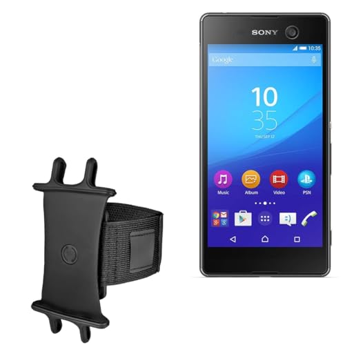 BoxWave Holster Compatible with Sony Xperia M5 - ActiveStretch Sport Armband, Adjustable Armband for Workout and Running - Jet Black