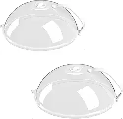 Kit 2 Tampa Microondas Anti-Respingo Tampa Anti- Respingo Com Alça e Transparente Anti Sujeira Com Válvula Livre de BPA