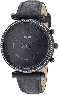 Fossil Women's Hybrid Smartwatch Stainless Steel Watch with Leather Strap, Black, 14