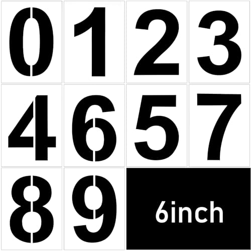 Image of Qianyu 6 Inch Large Number Stencils Set Plastic 0-9 Address Number Stencils Kit Reusable Digital Templates for Cake Stencil Mailbox Signs Templates House NumbePainting r Parking Lot Stencils Wall