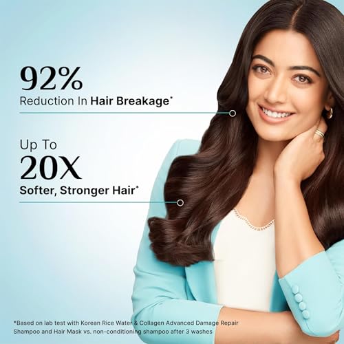 Image of Pilgrim Korean Rice Water & Collagen Advanced Damage Repair Shampoo - 400ml | with 17 Amino Acids, Wheat Protein & 5 Ceramides | Paraben-Free | For Dry & Damaged Hair | For Women and Men