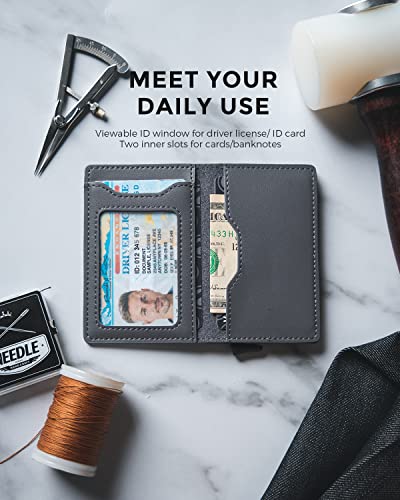 Image of VULKIT Pop up Wallet Credit Card Holder with Leather Slots RFID Blocking Metlal Bank Card Case for Men or Women(Iron Grey)