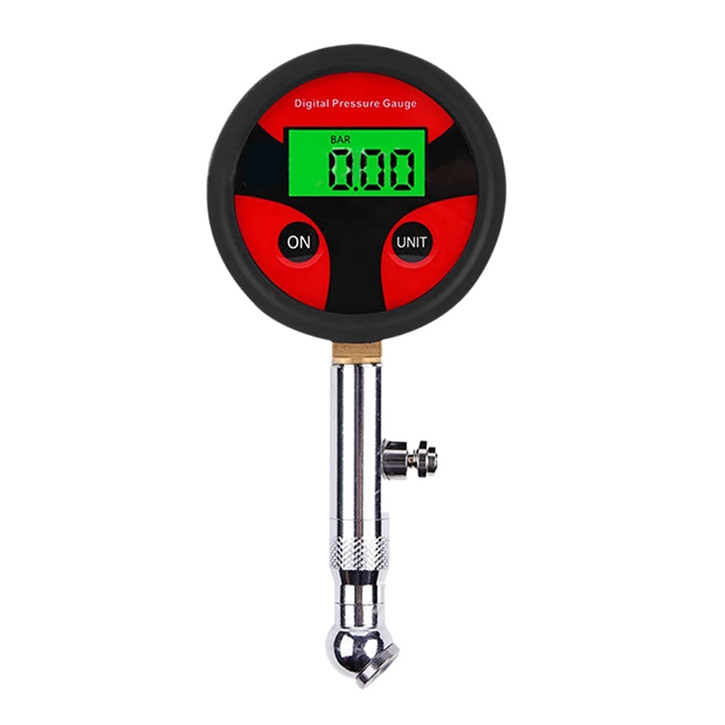 LCD Misuratore di Pressione Pneumatici 0-200PSI Misuratore di Gonfiaggio Pneumatici Digitale con Testa Girevole 360 per Moto Auto Camion Bicicletta