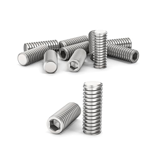 ORTAVA Tornillos Prisioneros M4 x 10 mm, DIN 913/ISO 4026, Con Hexágono Interior (ISK) y Cabeza Cónica, Acero Inoxidable (Plata)