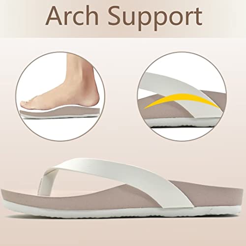 Comfortable Leather Strap Flip Flops for Women with Arch Support