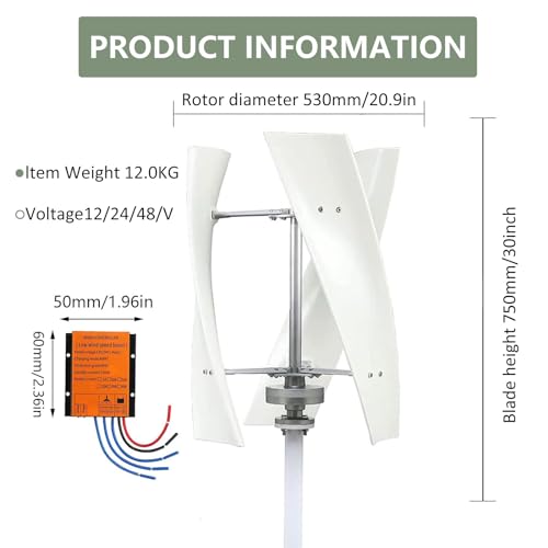 Kit generador eólico vertical de 8000 W con controlador de carga MPPT multipropósito 4