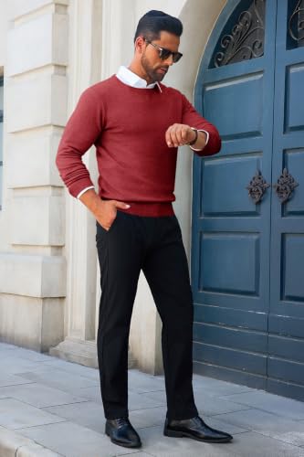 Image of Runcati Mens Crewneck Sweaters Casual Knit Lightweight Dress Sweater Long Sleeve Slim Fit Fall Winter Pullover