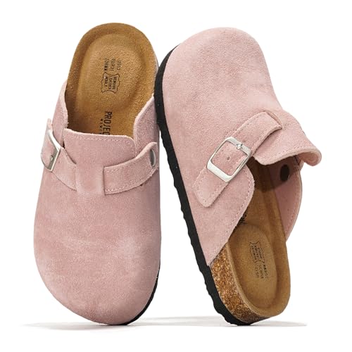 Image of Project Cloud Kids Clogs 100% Genuine Leather with Natural Cork Footbed & Memory Foam Insole Arch Support - Non-Slip Clogs for Kids - Slippers Sandals for Boys & Girls Footwear