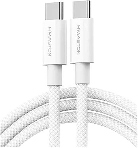 Cabo USB-C em nylon 2m Branco - 60W - Carregamento Rápido e Transmissão de Dados