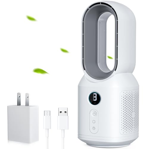 let'me 13 Inch Desk Fan, Bladeless Table Fan, 106° Oscillating Fan Touch Control with 3 Speeds and...