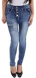 Damen Skinny Hose Röhrenjeans Hüftjeans Slim Fit Jeans Damenhose Blau