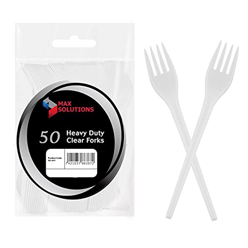 Lot de 50 fourchettes transparentes réutilisables et très résistantes pour barbecue, pique-nique, camping, fête