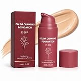 Color Changing Foundation for Mature Skin, SPF 15, Lightweight Colour Changing Foundation Makeup Base, Natural-Looking Finish, Easy-Bleind Formula, 30 ml