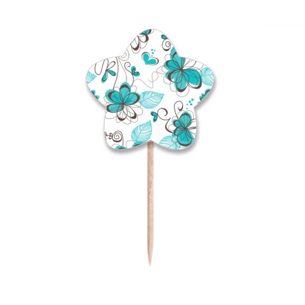 Cure-dents en forme d'étoile avec fleurs aigue-marine design de table