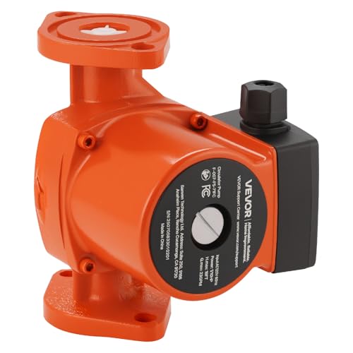 Image of VEVOR F-007-F5-71FC Cast Iron Circulator Pump, 23 GPM, AC 120V 16 ft Hot Water Recirculating Circulation Pump, 1-Inch Flange Connection, 3-Speed Adjustment, Quiet Operation, for Home Heating System