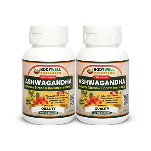 BODYWELL® Ashwagandha Pure Extract Capsule | Natural Extract | 500 mg | Pack of 2 | 120 Veg. Capsules BODYWELL® Ashwagandha Pure Extract Capsule | Natural Extract | 500 mg | Pack of 2 | 120 Veg. Capsules