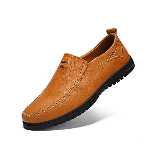 Easy to Put and Remove Driving Moccasins for Men Stitching Details Loafer Shoes Leather Resistant Lightweight Anti-Slip Flexible Walking Slip On for All Occasions2