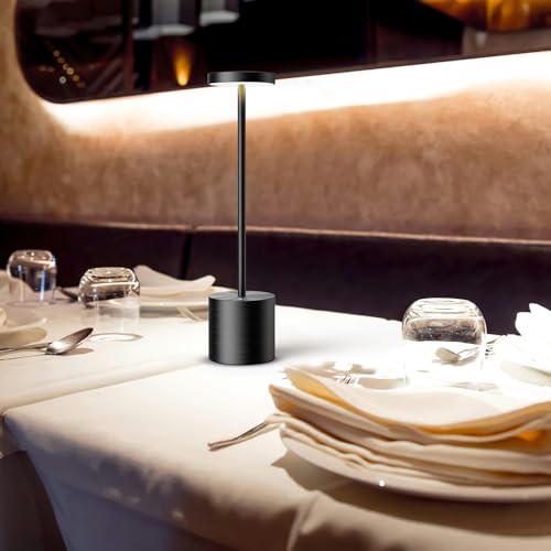 SAKRINGT Cordless Table Lamps Rechargeable-6000mAh Portable Battery Operated LED Table Light for Restaurant Outdoor Black