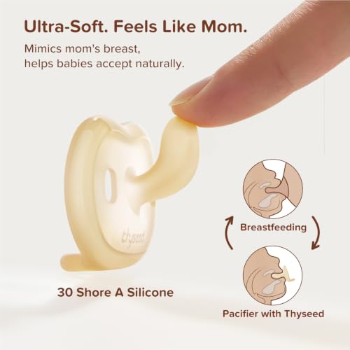Image of Thyseed Newborn Silicone Pacifier, Ultra-Light One-Piece, Sensitive-Skin Shield, for Breastfed Babies, 6-18 Months, BPA-Free, 2 Pack