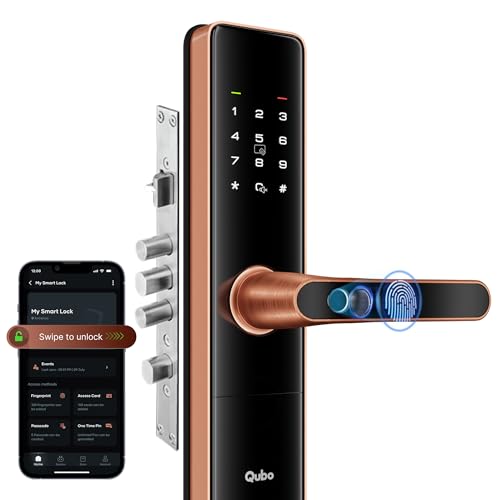 Image of Qubo Smart Door Lock Ultra (Wi-Fi) from Hero Group | Remote App Unlock | 5 Bolts | Tamper Alerts | App Control| 7-Way Unlocking | Fingerprint| PIN | OTP | RFID Card | Mechanical Key | 3 Year Warranty
