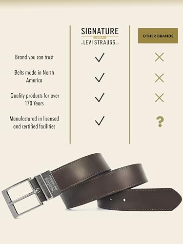 Image of Levi Strauss Signature - Premium Leather Reversible Belt for Men for Jeans, Work, Dress & Casual pants | Cinturon Para Hombre
