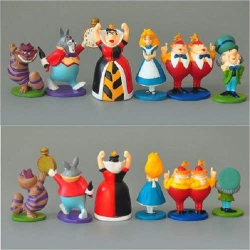 Unbranded New Alice in Wonderland Playset 6 Action Figure Doll Cake Topper Toy Hatter White Rabbit Figurines Mini Toy Set