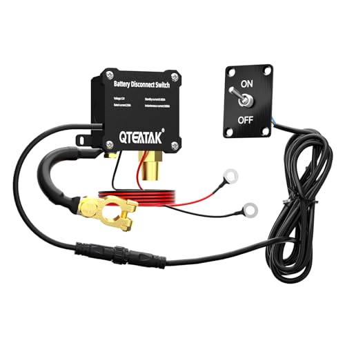 Image of 12V 250A Battery Disconnect Switch Kill Switch | 15A 250VAC ON /Off Toggle Switch with Panel for Car Truck RV, 9.84 FT Cable, to Prevent Battery Drain, Pre-Wired
