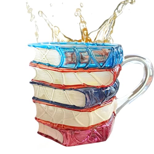 Generico Da Caffè Con Disegno A Libro 3D - Creativa A Pila Di Libri, In Resina Con Tema Libro, Per Decorazione Casa E Ufficio, Regalo Per Amanti Dei Libri, Insegnanti E Amici Letterari