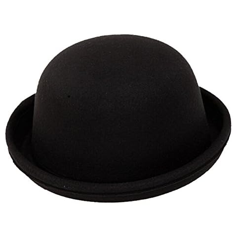 Butterme Kids Roll Brim Dura Cloche Bowler Hat Winter Wool Felt Fedora Billycock Cap Black Cover