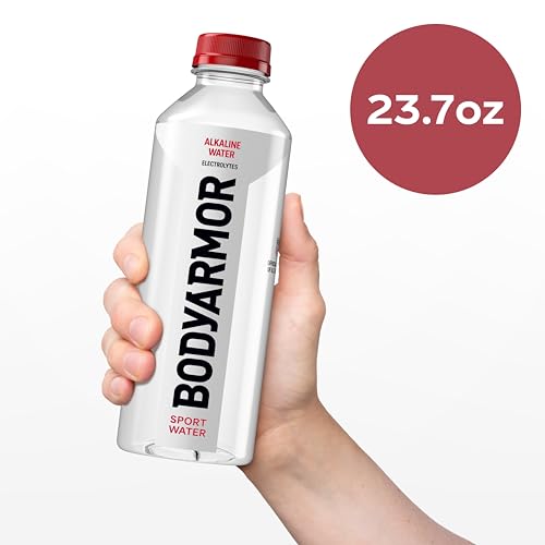 Image of BODYARMOR SportWater Alkaline Water, High Alkaline Bottled Water, pH 9+, 700mL (24 Pack), Refreshing Electrolyte Drink Pack, Wide Mouth Bottle