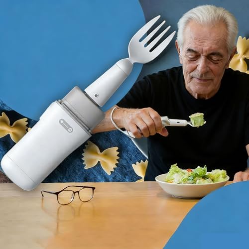 ZHNANDAMAI Cuchara Inteligente Anti-Temblor, Tenedor Estabilizador Portátil para Personas Mayores con Temblores, Sistema Adaptativo Control Vibración Automático, Asistencia Alimentación Parkinson