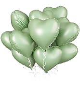Sage Green Heart Balloon, 10PCS Green Foil Heart Balloons, 18inch Olive Green Heart Shape Balloon...
