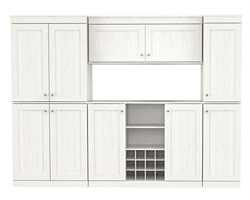 Inval Shaker Style 4-Piece Buffet Storage System Wide And Tall/Slim Cabinets, Washed Oak #TOP5